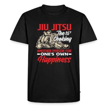 Jiu Jitsu The Act Of Choking Happiness - Men's Premium Organic T-Shirt - black - Front - Nico (187cm)