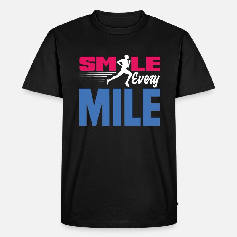 Lächle Bei Jedem Kilometer - Männer Premium Bio T-Shirt - Schwarz