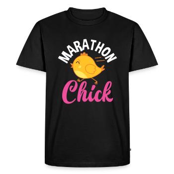 Marathon Poussins Drôle Course Femmes - T-shirt Premium bio Homme - noir - Devant - Nico (187cm)