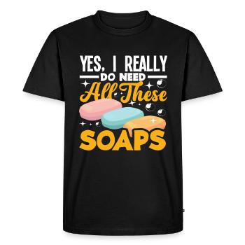 Oui, j’ai besoin de ces savons pour la fabrication de savon - T-shirt Premium bio Homme - noir - Devant - Nico (187cm)