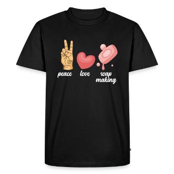 Peace Love Soap Making - Men's Premium Organic T-Shirt - black - Front - Nico (187cm)