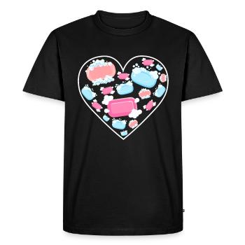 Cœurs de savon pour la propreté et l’entretien - T-shirt Premium bio Homme - noir - Devant - Nico (187cm)