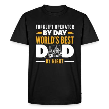 Forklift driver by day, best dad by night - Men's Premium Organic T-Shirt - black - Front - Nico (187cm)