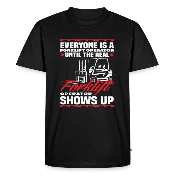 Real Forklift Driver Saying Funny - Men's Premium Organic T-Shirt - black - Front - Nico (187cm)