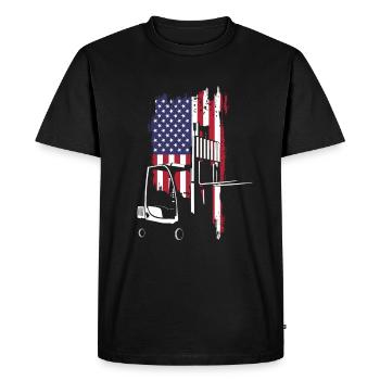 Forklift Driver USA Flag - Men's Premium Organic T-Shirt - black - Front - Nico (187cm)