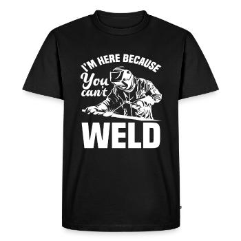 Je suis ici parce que tu ne peux pas souder - T-shirt Premium bio Homme - noir - Devant - Nico (187cm)