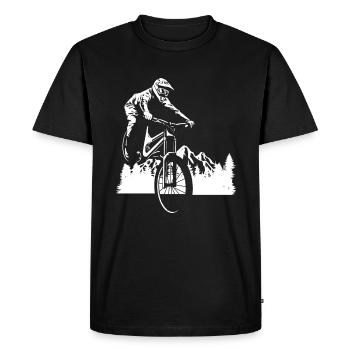 Aventure en VTT en forêt - T-shirt Premium bio Homme - noir - Devant - Nico (187cm)