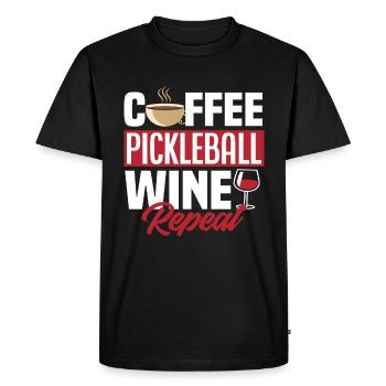 Café Pickleball Vin Répéter - T-shirt Premium bio Homme - noir - Devant - Nico (187cm)