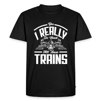 , j’ai vraiment besoin de tous ces trains - T-shirt Premium bio Homme - noir - Devant - Nico (187cm)