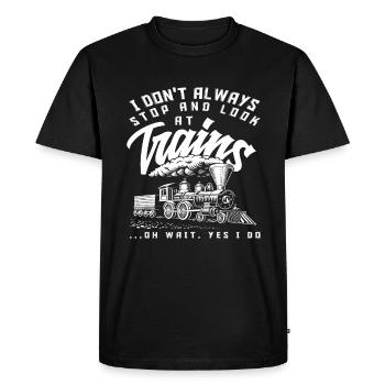 Je ne regarde pas toujours les trains - T-shirt Premium bio Homme - noir - Devant - Nico (187cm)