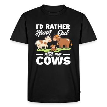 Je préfère passer du temps avec mes vaches - T-shirt Premium bio Homme - noir - Devant - Nico (187cm)