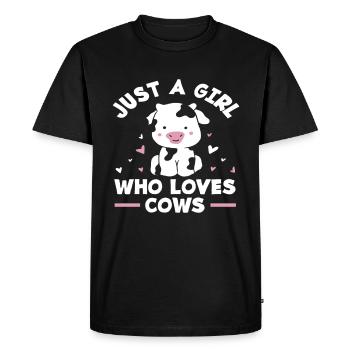 Juste une fille qui aime les vaches - T-shirt Premium bio Homme - noir - Devant - Nico (187cm)