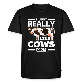 J’aime beaucoup les vaches ok fan de vache - T-shirt Premium bio Homme - noir - Devant - Nico (187cm)