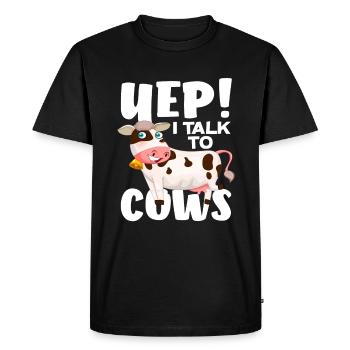 ! Je parle aux vaches drôle de vache - T-shirt Premium bio Homme - noir - Devant - Nico (187cm)