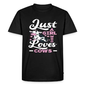 Une fille qui aime les vaches - T-shirt Premium bio Homme - noir - Devant - Nico (187cm)