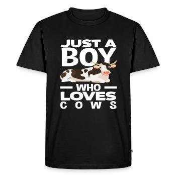 Un garçon qui aime les vaches - T-shirt Premium bio Homme - noir - Devant - Nico (187cm)