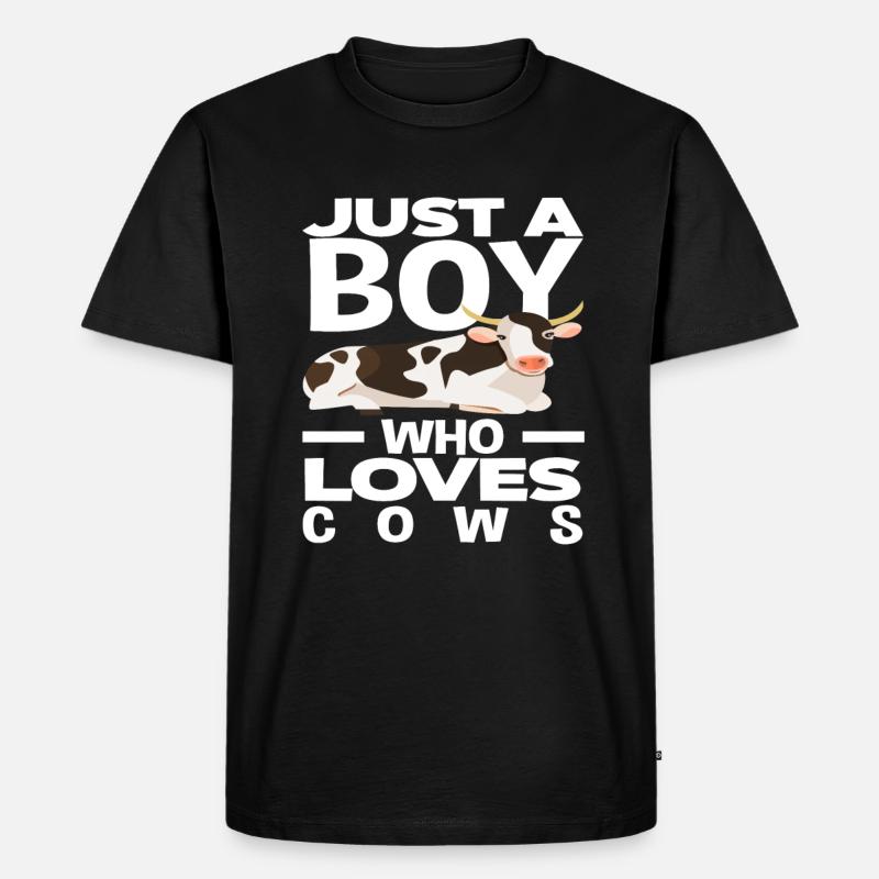 Ein Junge Der Kühe Liebt - Männer Premium Bio T-Shirt - Schwarz