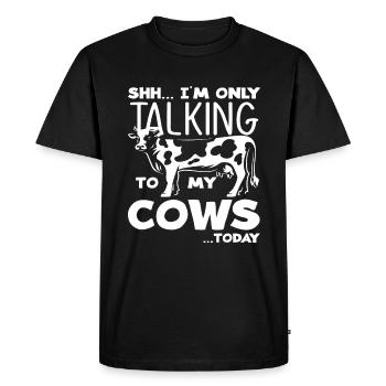 ssh Je ne parle qu’à mes vaches aujourd’hui - T-shirt Premium bio Homme - noir - Devant - Nico (187cm)