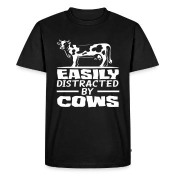 Facilement distrait par les vaches - T-shirt Premium bio Homme - noir - Devant - Nico (187cm)