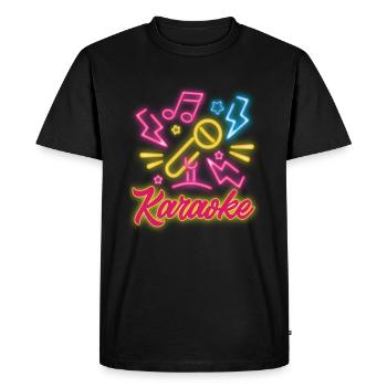Karaoke Microphone Musical Notes Flash - Men's Premium Organic T-Shirt - black - Front - Nico (187cm)