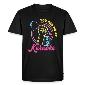 Vous m’avez eu au karaoké - T-shirt Premium bio Homme - noir - Devant - Nico (187cm)