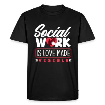 Social work is love visible - Men's Premium Organic T-Shirt - black - Front - Nico (187cm)
