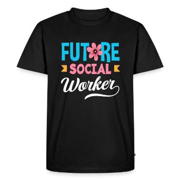 Futur travailleur social avec fleur - T-shirt Premium bio Homme - noir - Devant - Nico (187cm)
