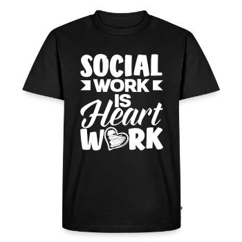 Social work is heart work - Men's Premium Organic T-Shirt - black - Front - Nico (187cm)
