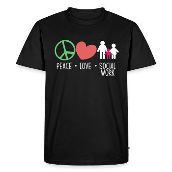 Peace Love Social Work - Men's Premium Organic T-Shirt - black - Front - Nico (187cm)