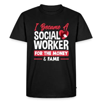 Je suis devenue travailleuse sociale à cause de l’argent et de la célébrité - T-shirt Premium bio Homme - noir - Devant - Nico (187cm)
