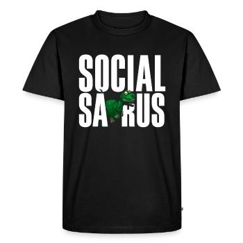 Social Saurus Dinosaur Funny - Men's Premium Organic T-Shirt - black - Front - Nico (187cm)