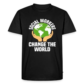 Social workers change the world - Men's Premium Organic T-Shirt - black - Front - Nico (187cm)