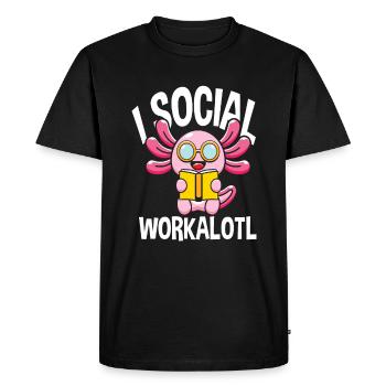 Social Workalotl Funny Axolotl - Men's Premium Organic T-Shirt - black - Front - Nico (187cm)