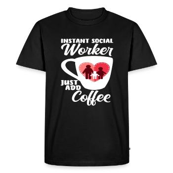 Instant Social Worker Simple Coffee - Men's Premium Organic T-Shirt - black - Front - Nico (187cm)