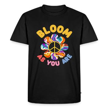 Fleuris comme tu es Fleur de la Paix - T-shirt Premium bio Homme - noir - Devant - Nico (187cm)