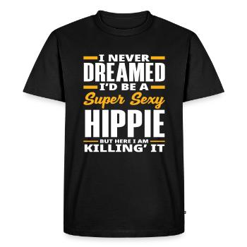 Je n’ai jamais rêvé d’être une hippie super sexy - T-shirt Premium bio Homme - noir - Devant - Nico (187cm)