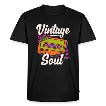 Vintage Hippie Cassette 70's Soul Floral Hippie - T-shirt Premium bio Homme - noir - Devant - Nico (187cm)