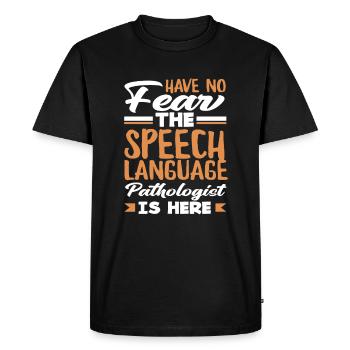 Don't worry, the speech therapist is there - Men's Premium Organic T-Shirt - black - Front - Nico (187cm)