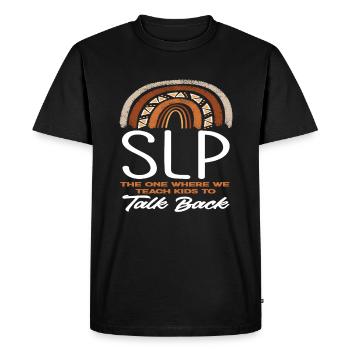 SLP : Celui où nous enseignons aux enfants - T-shirt Premium bio Homme - noir - Devant - Nico (187cm)