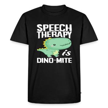 Speech therapy is dinosaur - Men's Premium Organic T-Shirt - black - Front - Nico (187cm)