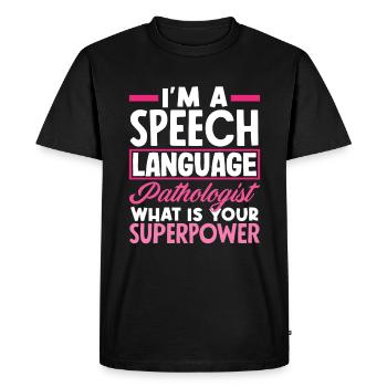 Orthophoniste Quel est votre superpouvoir - T-shirt Premium bio Homme - noir - Devant - Nico (187cm)
