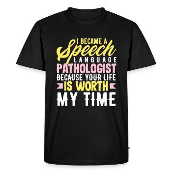 Devenez orthophoniste parce que votre vie a de la valeur - T-shirt Premium bio Homme - noir - Devant - Nico (187cm)