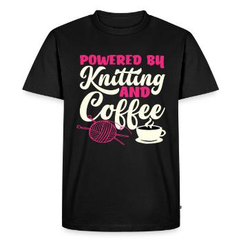 Knitted Powered by Coffee - Men's Premium Organic T-Shirt - black - Front - Nico (187cm)