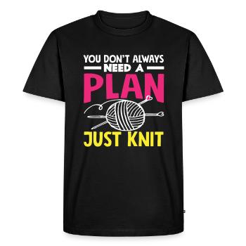 Knitting No Plan Just Knitting - Men's Premium Organic T-Shirt - black - Front - Nico (187cm)