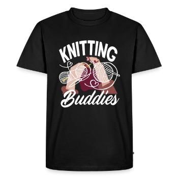 Experience knitting together with friends - Men's Premium Organic T-Shirt - black - Front - Nico (187cm)