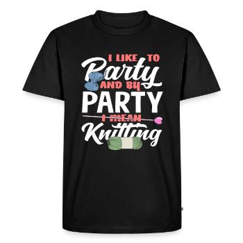 I celebrate with knitting and wool - Men's Premium Organic T-Shirt - black - Front - Nico (187cm)