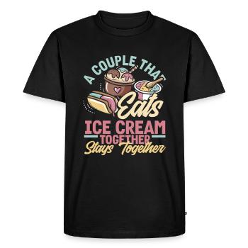 Couples d’amateurs de glaces profitant ensemble - T-shirt Premium bio Homme - noir - Devant - Nico (187cm)