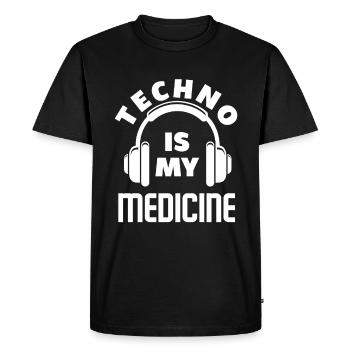 Techno Lover est mon médicament - T-shirt Premium bio Homme - noir - Devant - Nico (187cm)