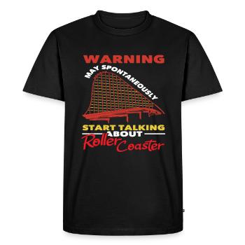 Roller coaster warning talks spontaneously - Men's Premium Organic T-Shirt - black - Front - Nico (187cm)
