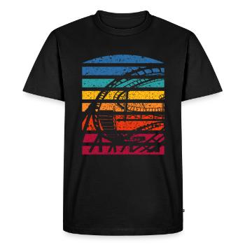 Rétro montagnes russes silhouette aventure - T-shirt Premium bio Homme - noir - Devant - Nico (187cm)